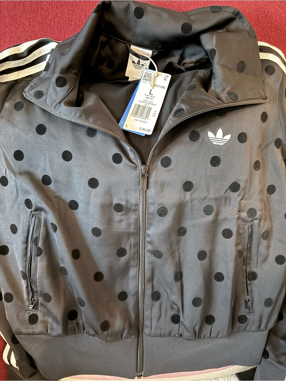 ADIDAS NWT SATIN POLKA DOTS TT TRACK TOP JACKET - Picture 6 of 7